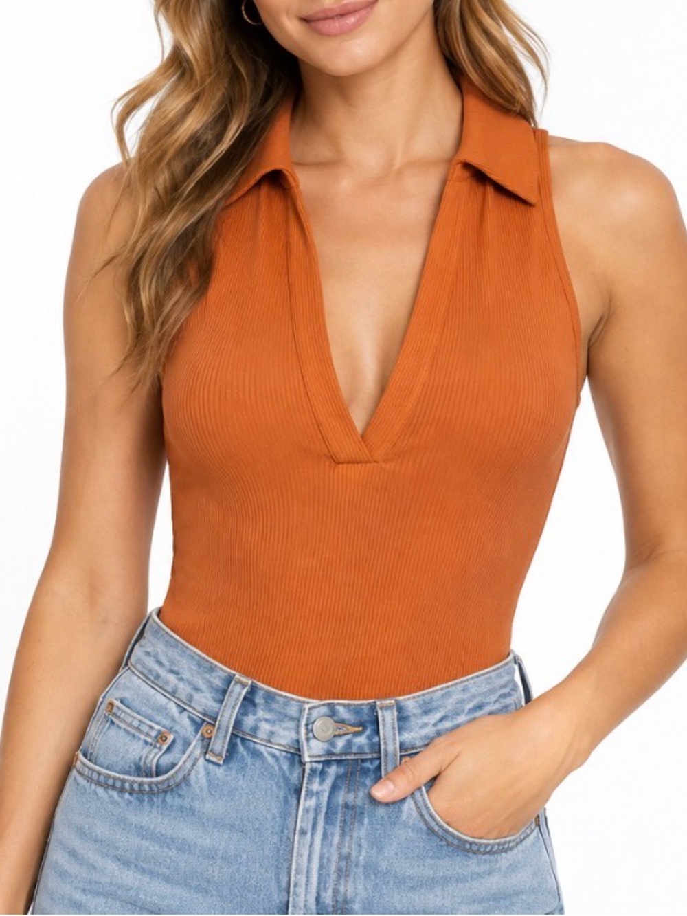 House of Harlow 1960 Enhancing Essentials Bodysuit Tangerine XS